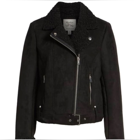🖤NWOT Maralyn & Me Faux Shearling Moto Jacket - Picture 1 of 15